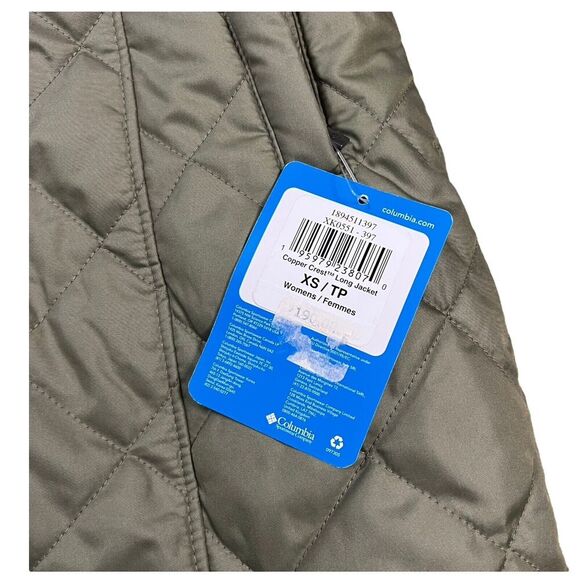 Columbia Copper Crest Quilted Puffer Jacket Heavy Green Hooded Size X Small - Picture 7 of 7